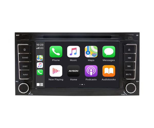 Autoradio compatibel met Wireless Carplay/Android auto voor VW Touareg Transporter T5 Multivan met touchscreen IPS/Bluetooth-verbinding/Mirror Link/FM/AM/USB