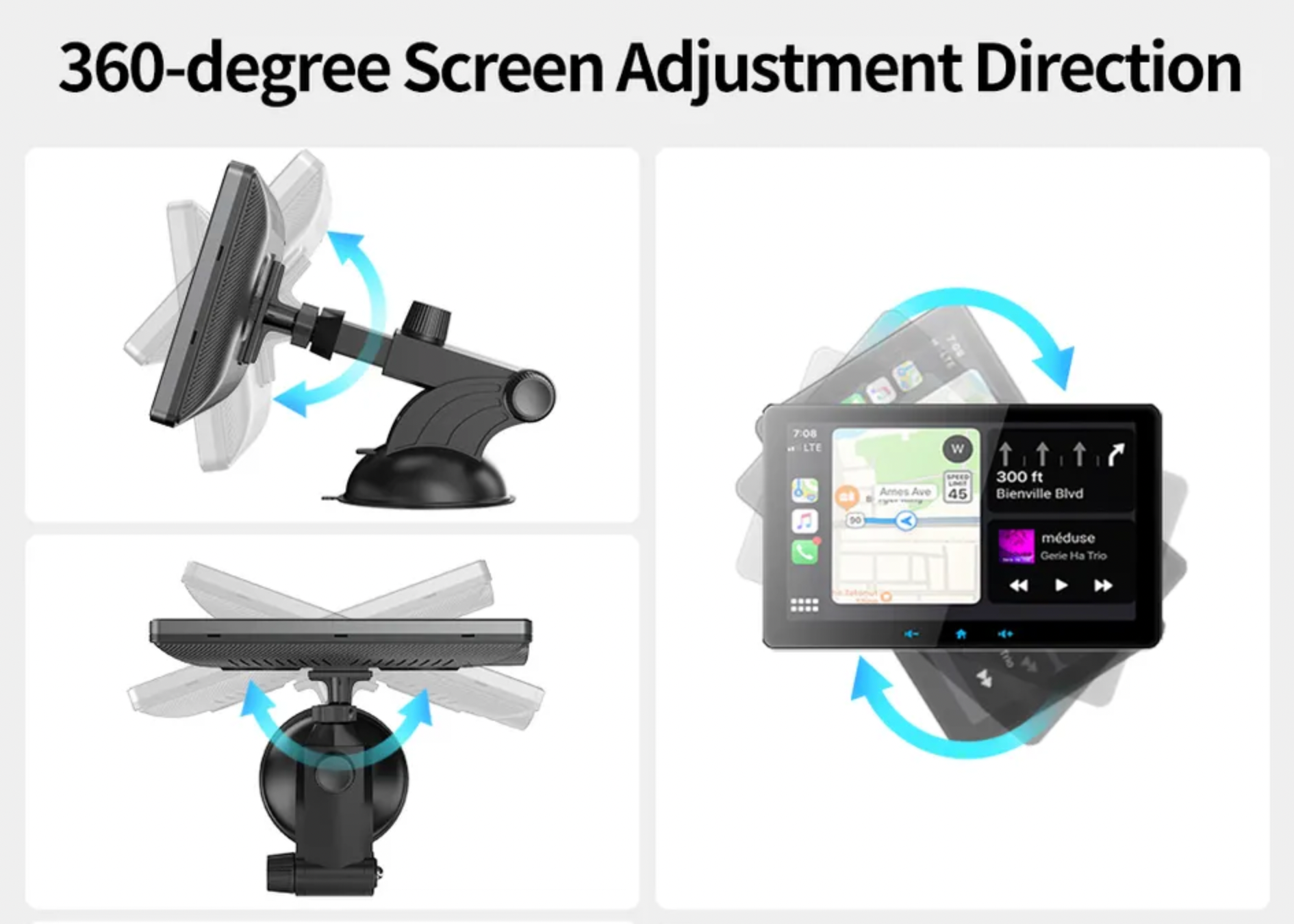 Draadloze Carplay en Android Auto, draagbare 7-inch autoradio met touchscreen met Bluetooth Mirror Link FM-zender 2 USB achteraan TF Draadloze Carplay en Android Auto, draagbare 7-inch autoradio met touchscreen met Bluetooth Mirror Link FM-zender 2 USB achteraan TF