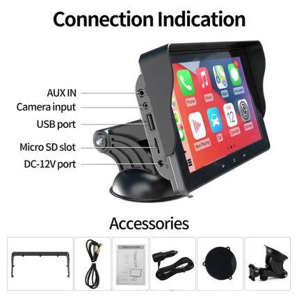 Tragbares Navigationssystem mit CarPlay und Android Auto | 7" HD | Bluetooth | FM Transmitter